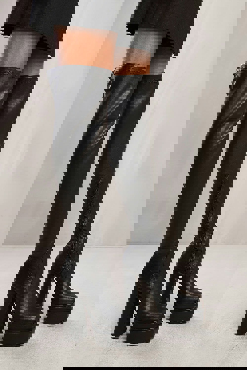 Where's That From Elsie Over Knee Block Heel Platform Boot in Black