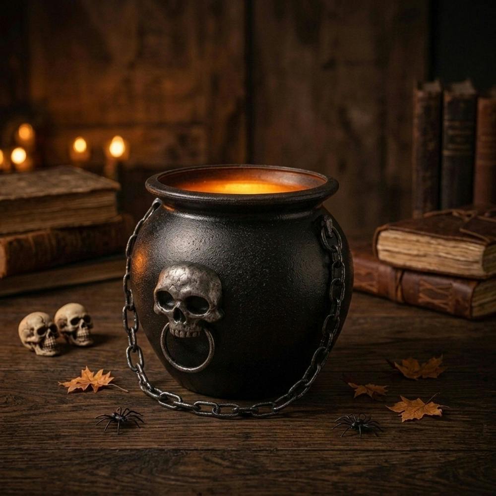 Garden Greatness Dark Skull Light-Up Cauldron