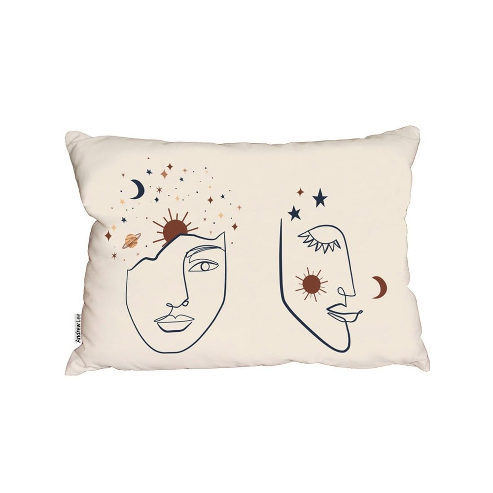 Benjamin Tate Design Line Art Illustration With Mystical And Celestial Elements Like Stars, Moon, Sun And Planets (Outdoor Cushion)
