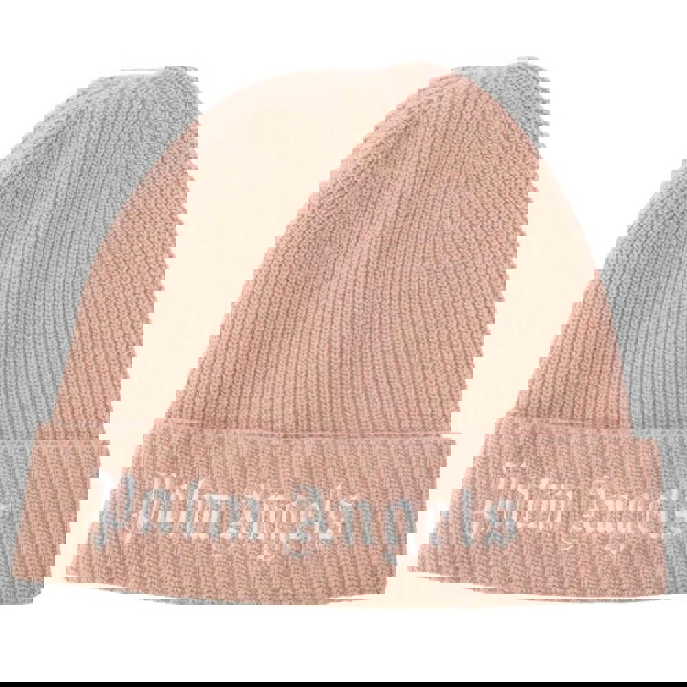 Palm Angels Childrens/Kids Logo Knitted Beanie - Pink/White