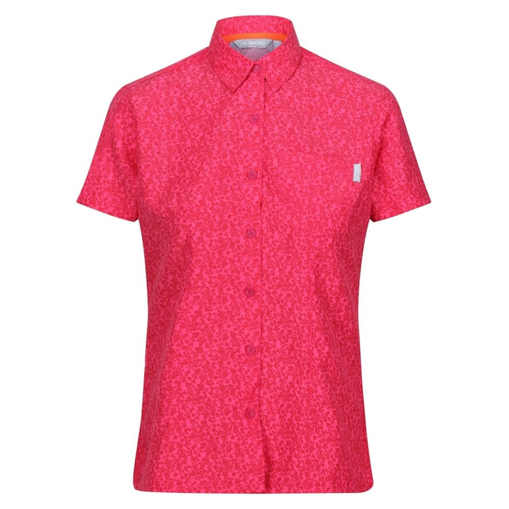 Regatta Womens/Ladies Mindano VIII Ditsy Print Short-Sleeved Shirt - Flamingo Pink Potion