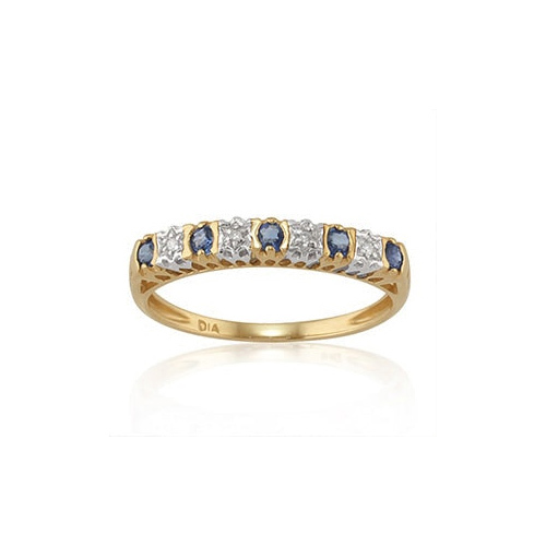 Gemondo Classic Round Blue Sapphire & Diamond Half Eternity Ring in 9ct Yellow Gold