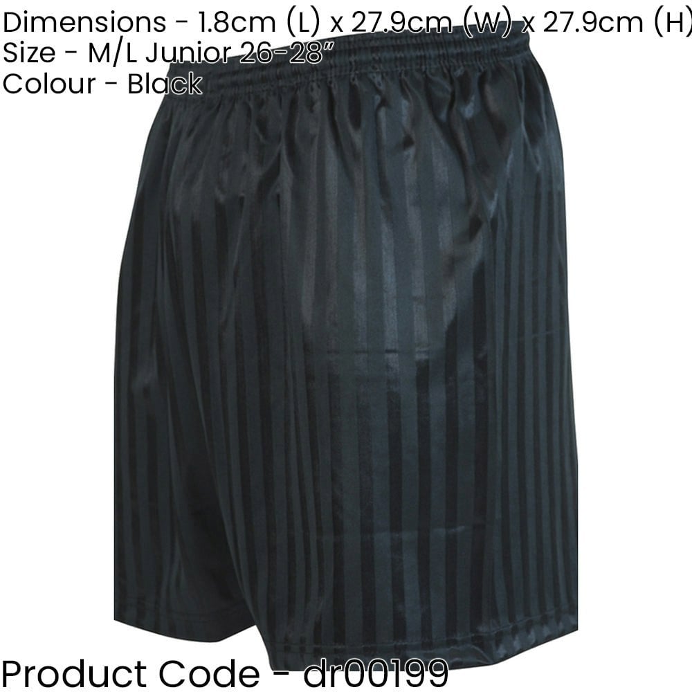 M/L - BLACK Junior Sports Continental Stripe Training Shorts Bottoms - Football