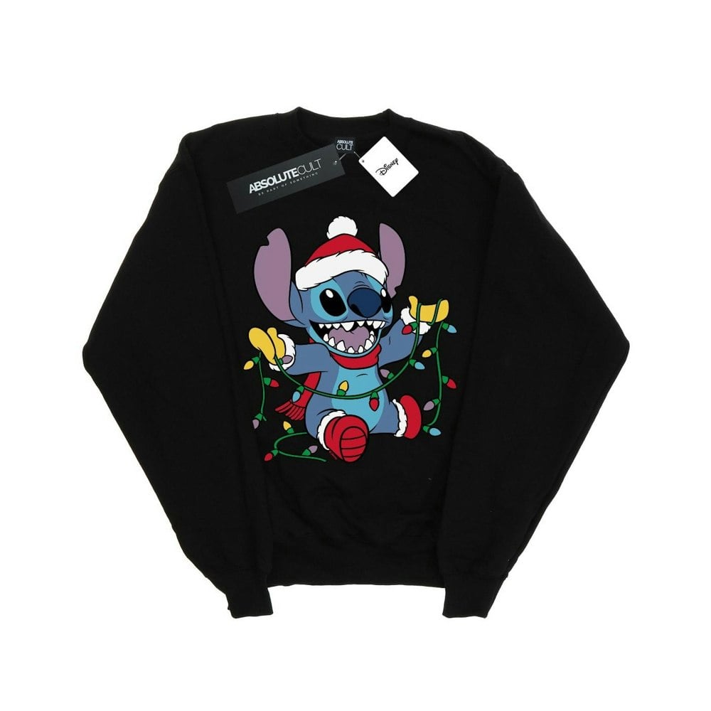 Disney Boys Lilo And Stitch Christmas Lights Sweatshirt - Black