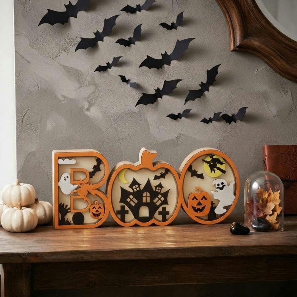 Garden Greatness Light Up Wooden Boo Halloween Sign