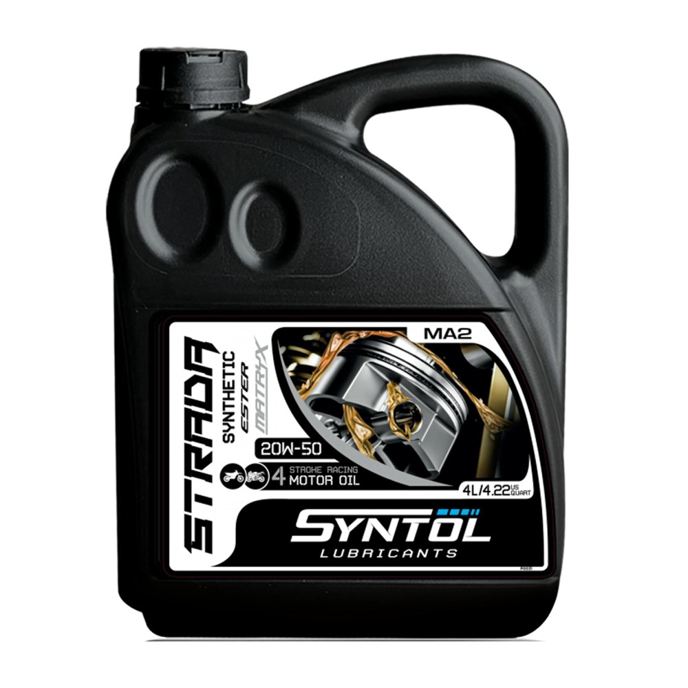 Syntol Strada 15W-50 4T Fully Synthetic Motorcycle Engine Oil Jaso MA2 1L - 4L