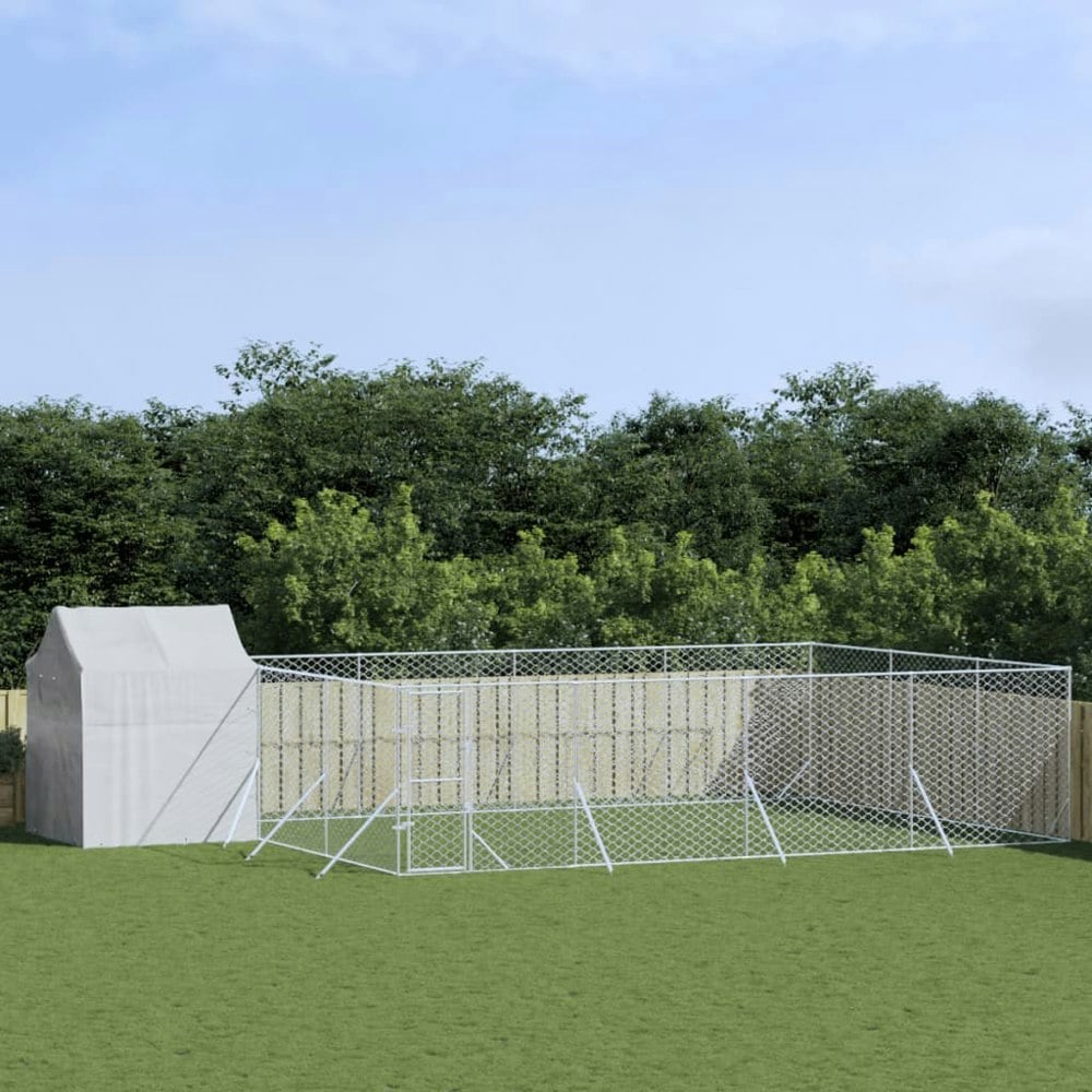 Berkfield Outdoor Dog Kennel with Roof Silver 6x6x2.5 m Galvanised Steel