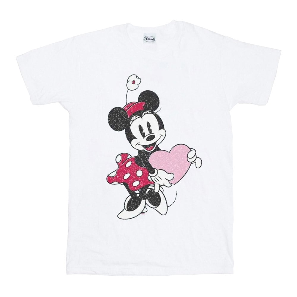 Disney Mens Minnie Mouse Love Heart T-Shirt - White