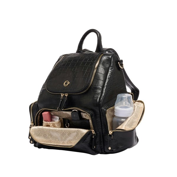 KeriKit England Amber Midi Embossed Leather Backpack - Black