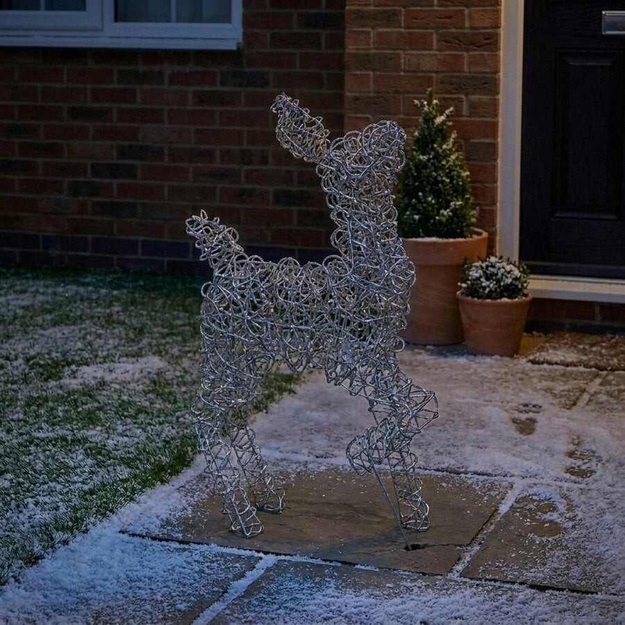 Garden Greatness Multi Action Aluminium Prancing Reindeer Christmas Figure
