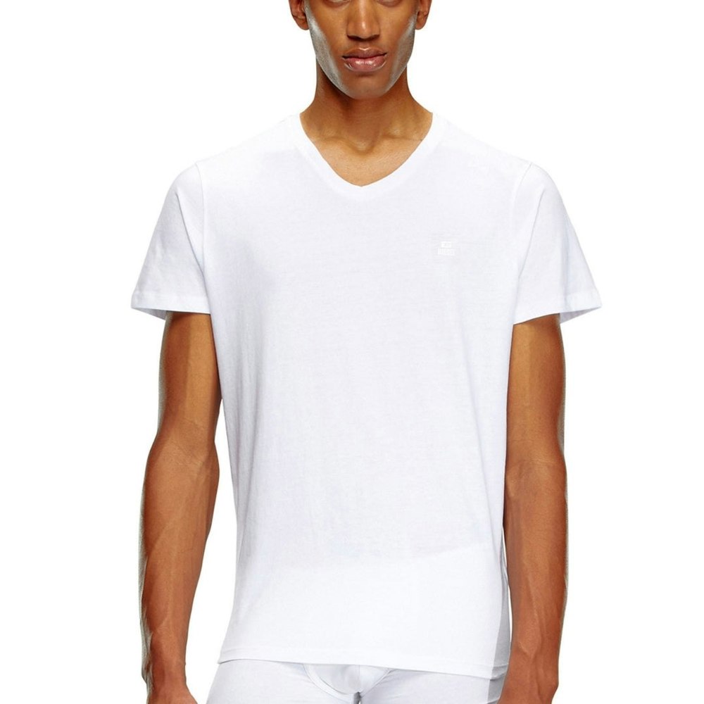 Diesel Tonal Logo V-Neck White T-Shirt S