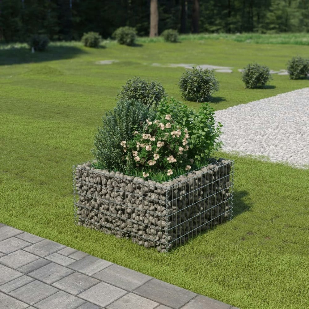Berkfield Gabion Raised Bed Galvanised Steel 90x90x50 cm