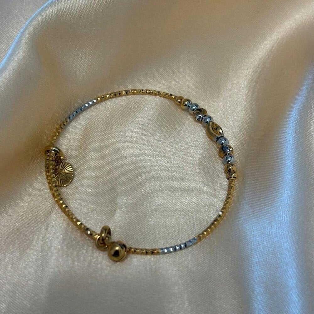 The Colourful Aura Gold Silver Ball Beaded Adjustable Cuff Bracelet For Kids and Adults