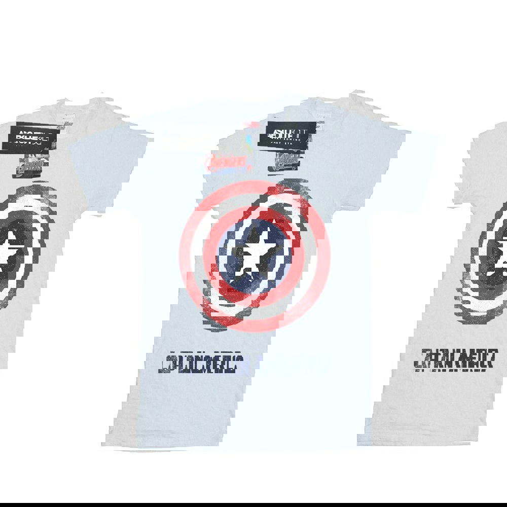 Marvel Mens Captain America Shield Text T-Shirt - White