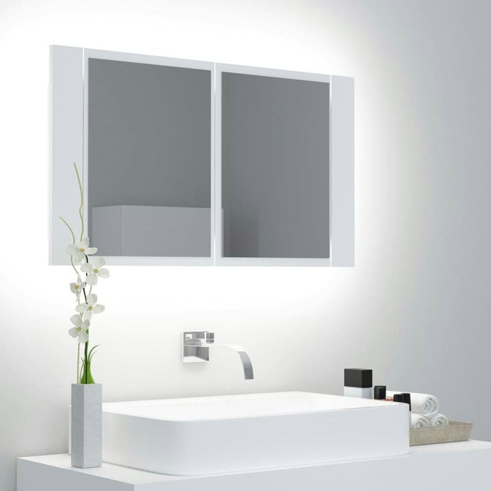 Berkfield LED Bathroom Mirror Cabinet White 80x12x45 cm Acrylic
