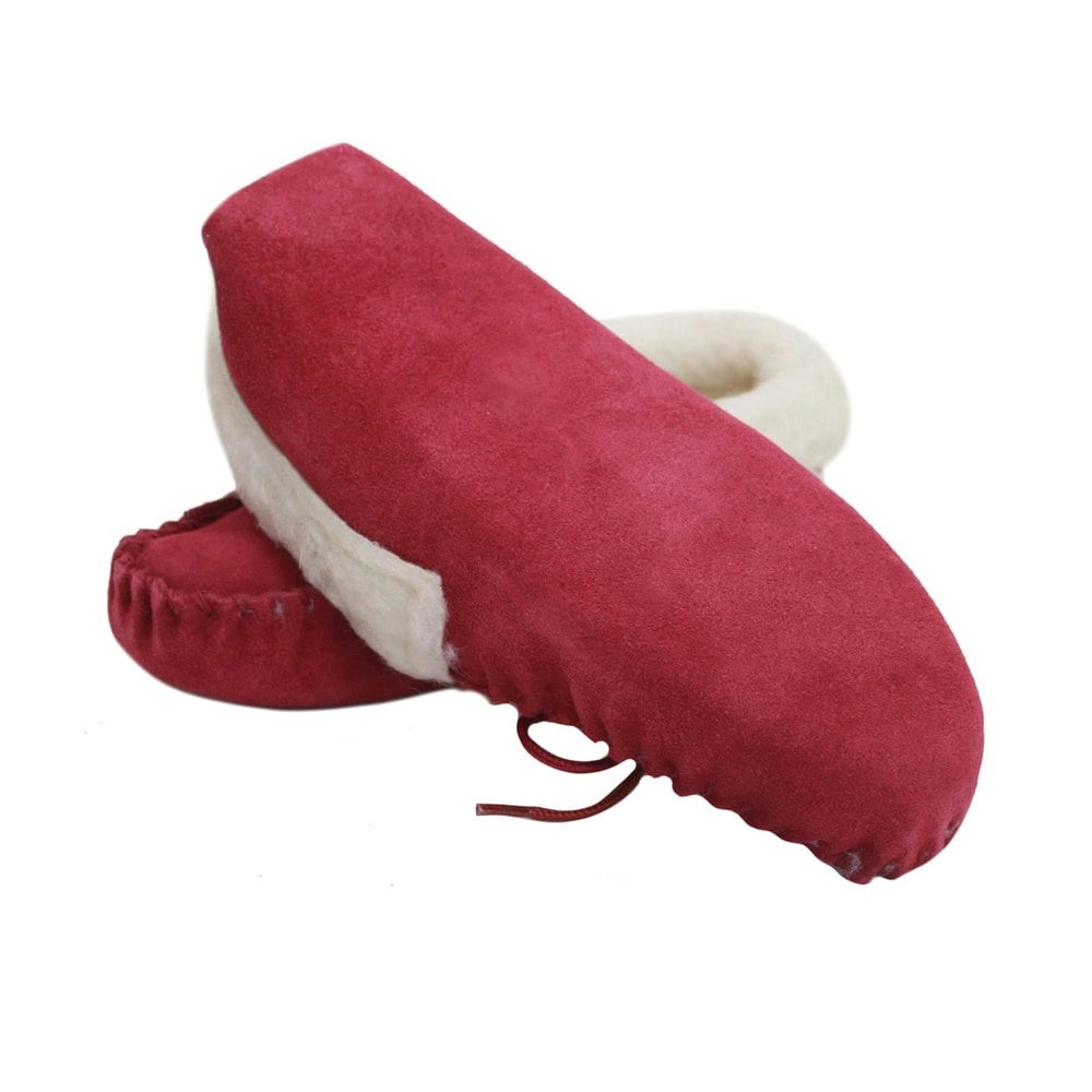 Eastern Counties Leather Women's Soft Sole Wool Lined Moccasins - Crimson