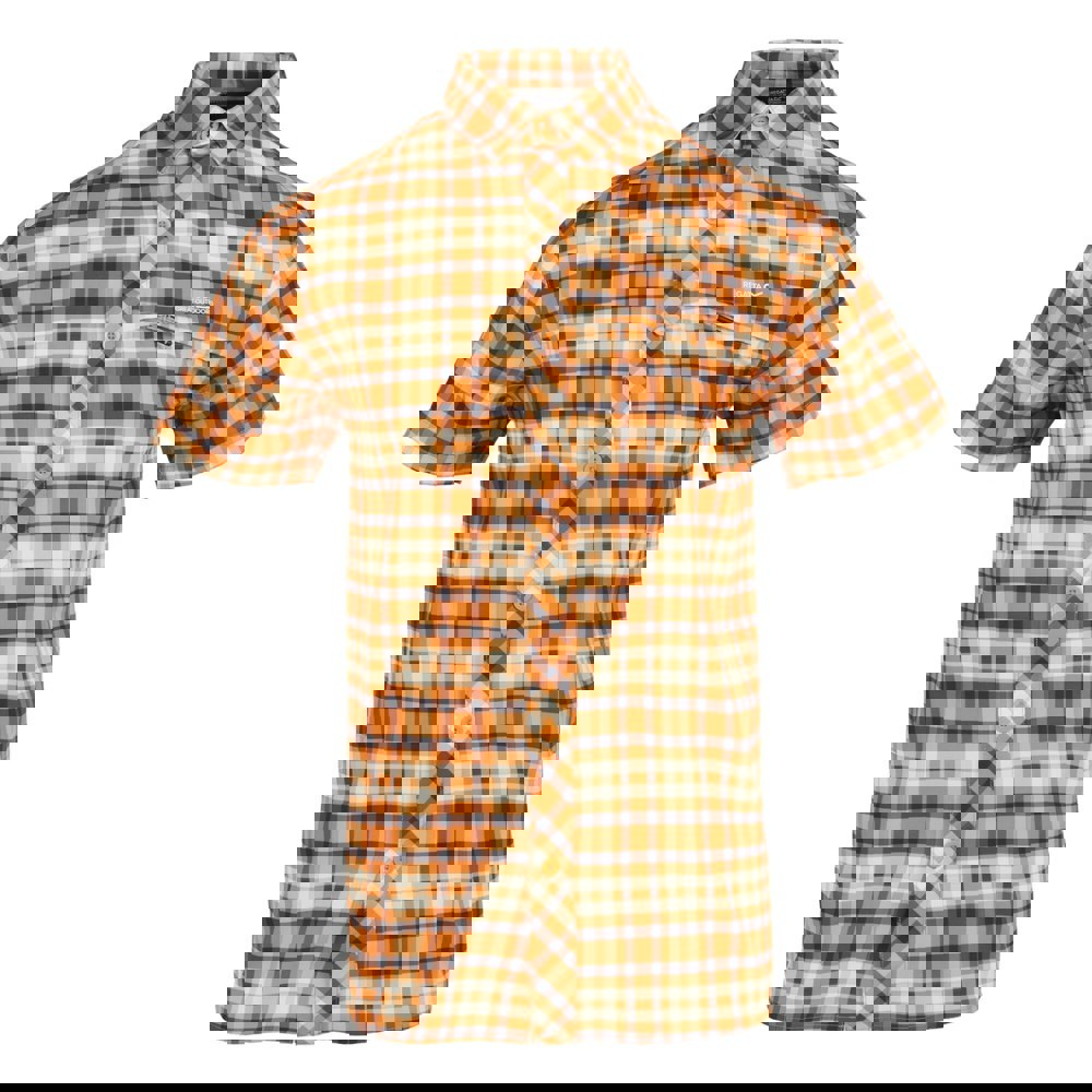 Regatta Mens Checked Packaway Travel Shirt - Persimmon