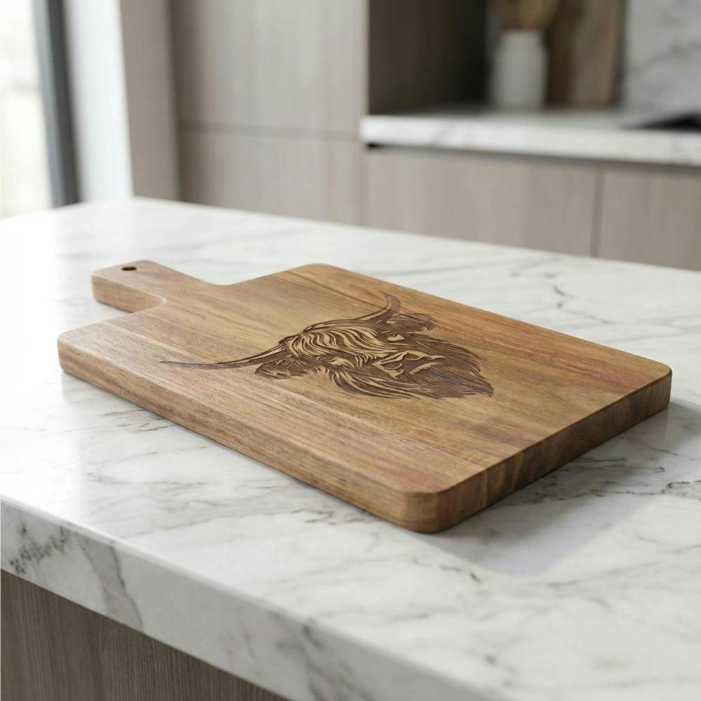 Garden Greatness Highland Cow Wooden Cutting Board