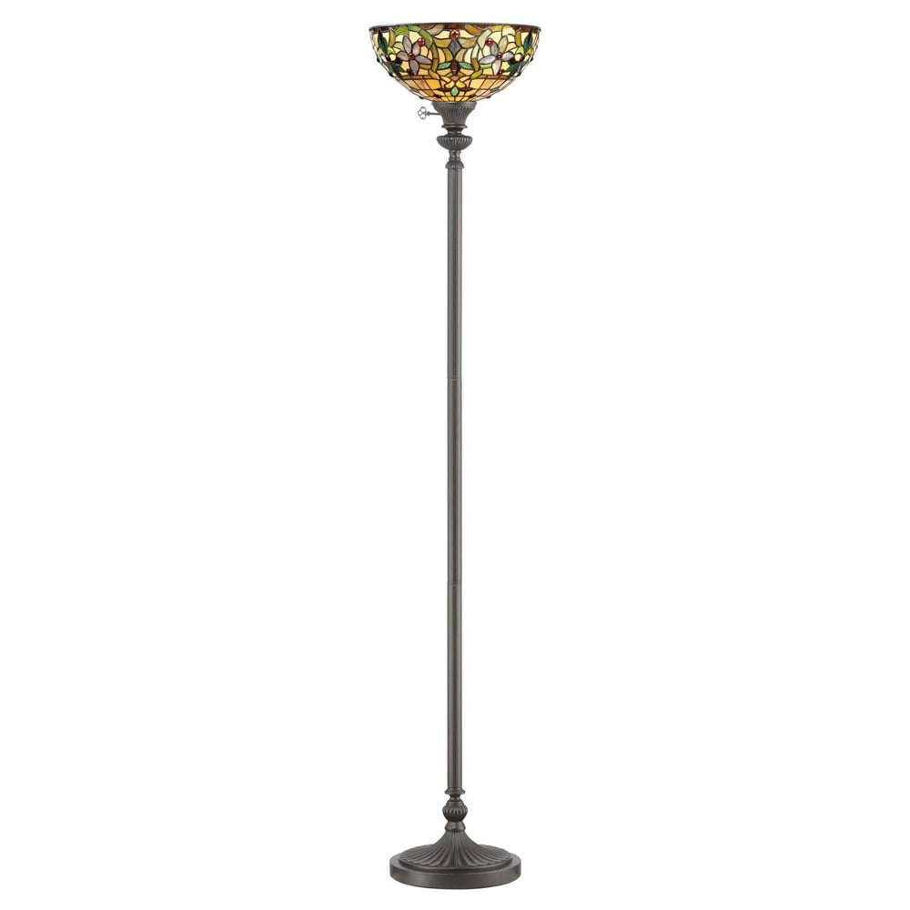 Floor Lamp Tiffany Style Uplighter Tall Base Vintage Bronze LED E27 100W Loops
