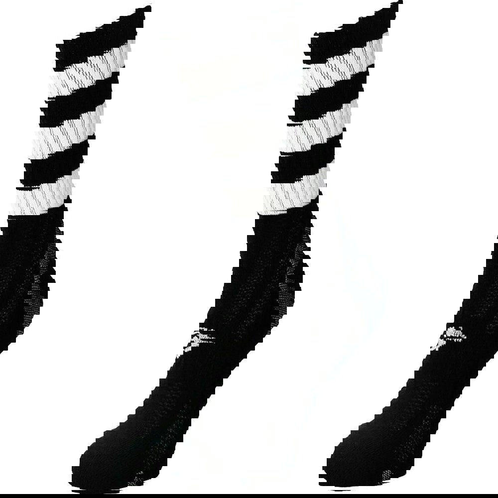 ADULT Size 7-11 Hooped Stripe Football Crew Socks BLACK/WHITE Training Ankle