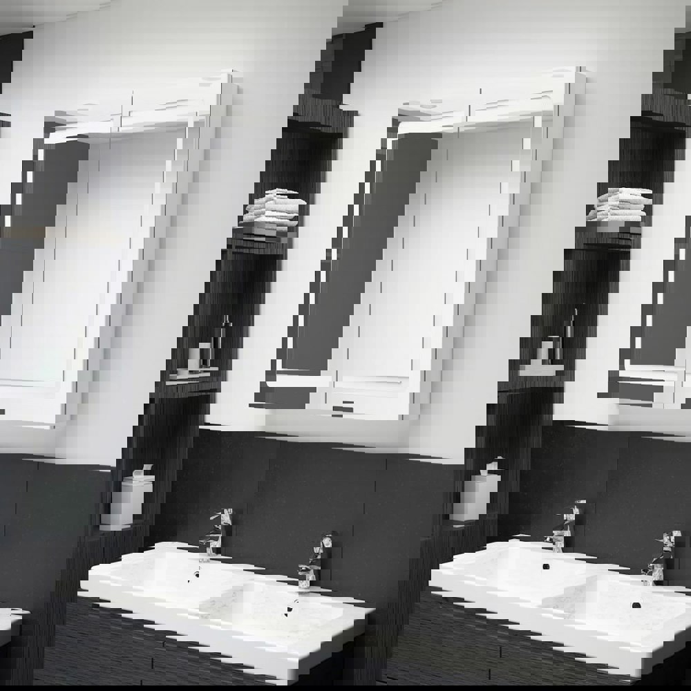 Berkfield LED Bathroom Mirror Cabinet Shining White 80x12x68 cm