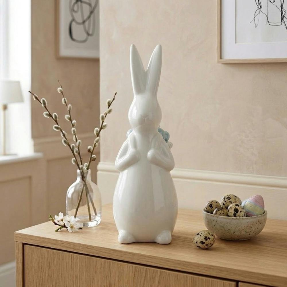 Garden Greatness Springtime Easter Bunny Blue Eggs Ornament