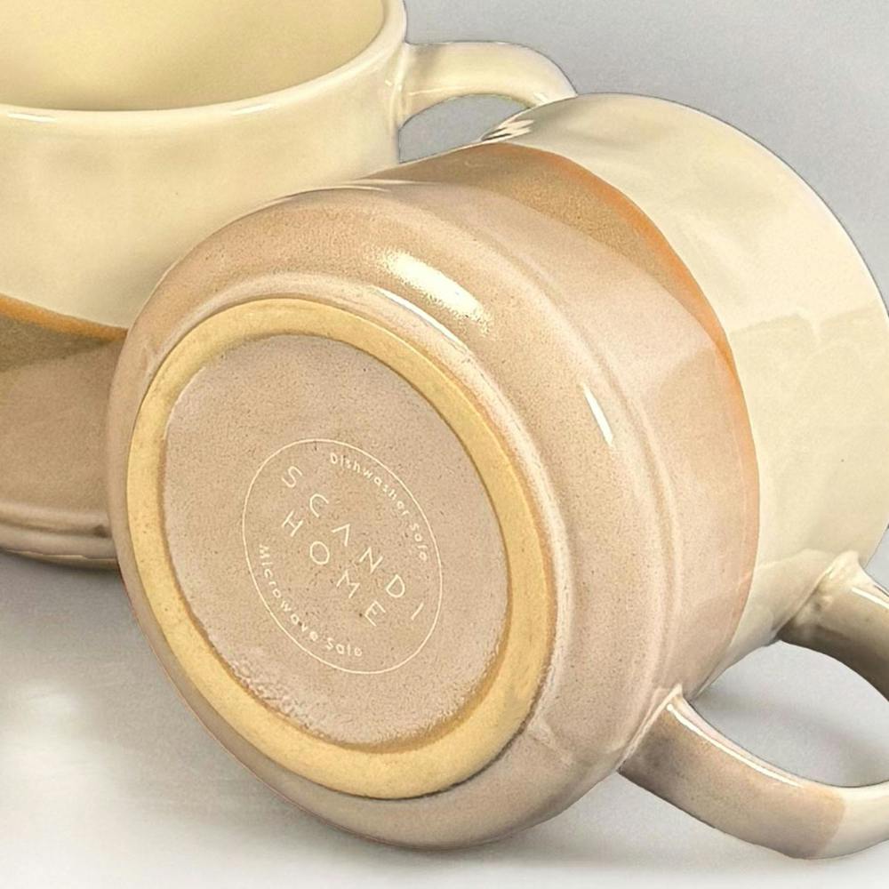 Scandi Home Terra Fusion Large Ceramic Coffee Mugs, Set of 2, 600ml, Oatmeal Reactive Glaze