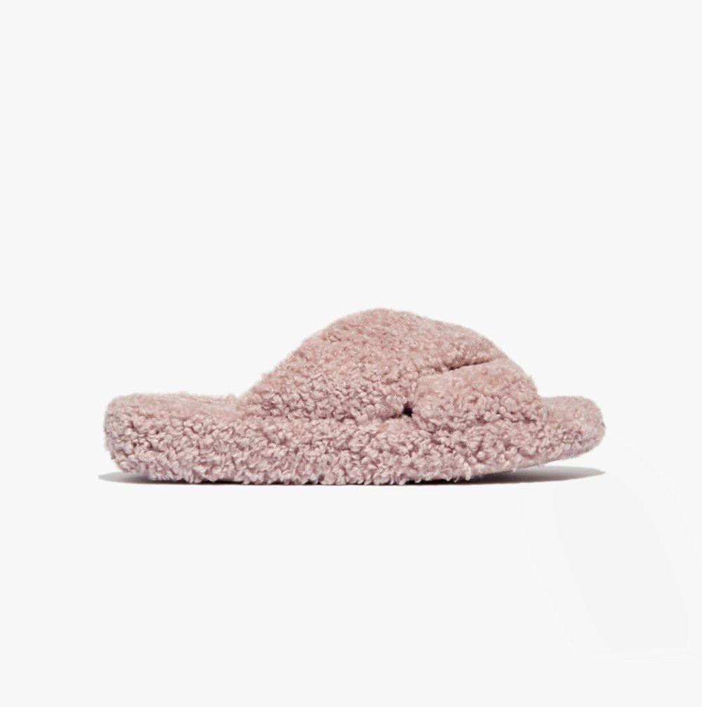 FitFlop iQUSHION D-LUXE Womens Cross Slides Dusky Pink