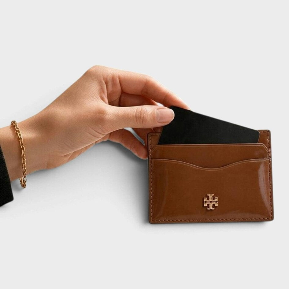 Tory Burch Emerson Smooth Slim Card Case Rich Walnut