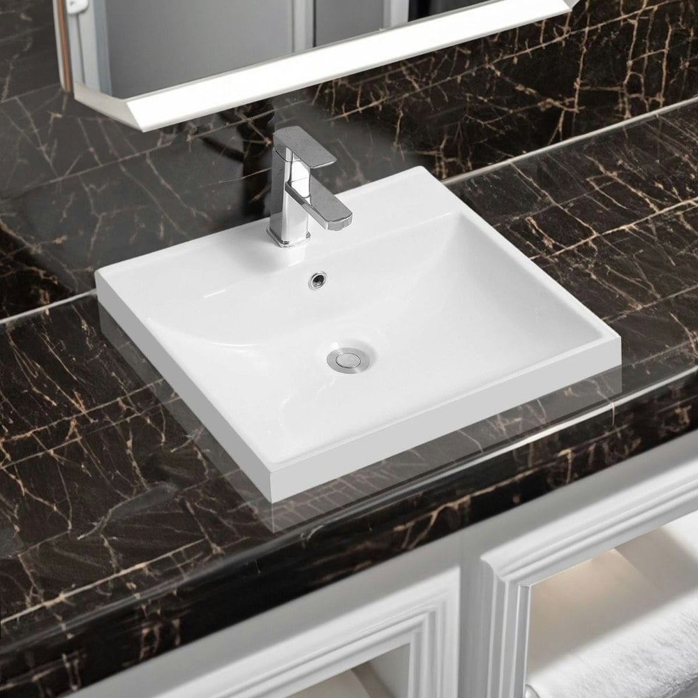Limoge 5409 Ceramic 51cm Thick-Edge Inset Basin with Scooped Full Bowl
