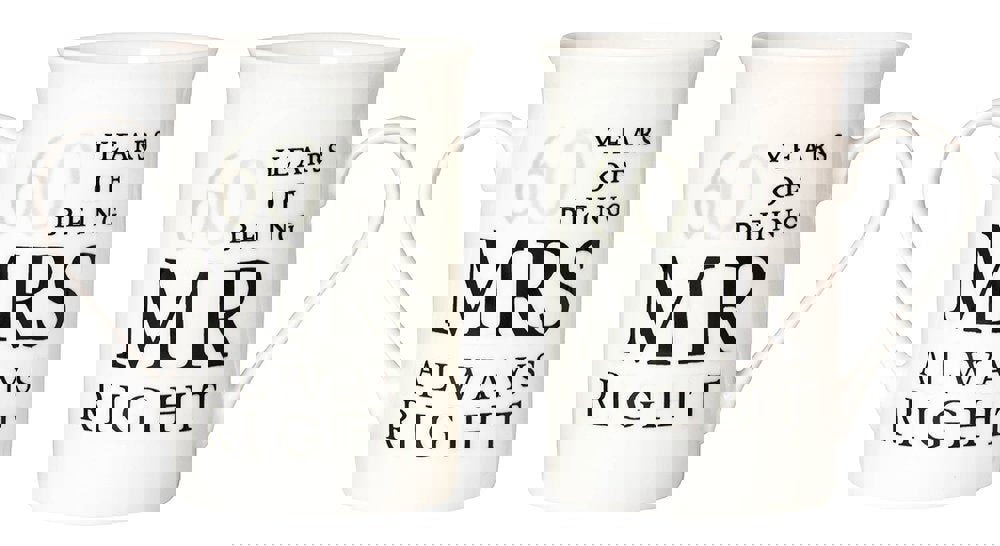 Ivory White 60th Anniversary Mr Right & Mrs Always Right Ceramic Mug Gift Set Image 1