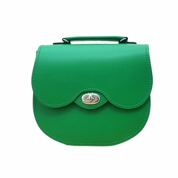 Zatchels Handmade Leather Twist Lock Saddle Bag - Green