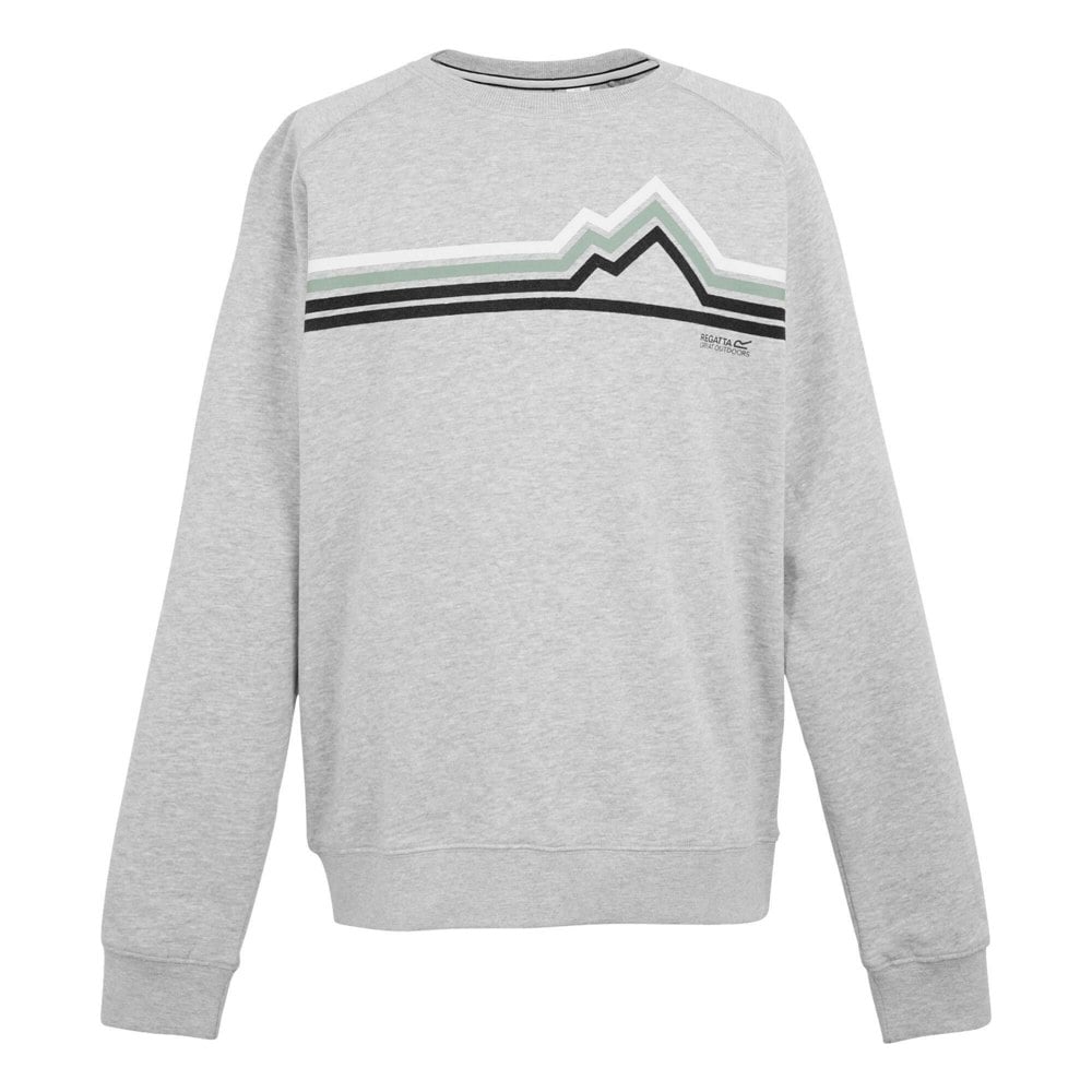 Regatta Mens Nithsdale Linear Mountain Crew Neck Sweatshirt - Grey Marl