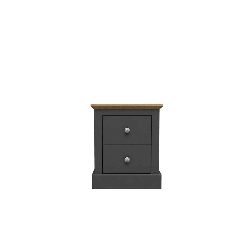 Wyld Haus Ardee 2 Drawer Dark Grey and Natural Oak Wooden Bedside Table