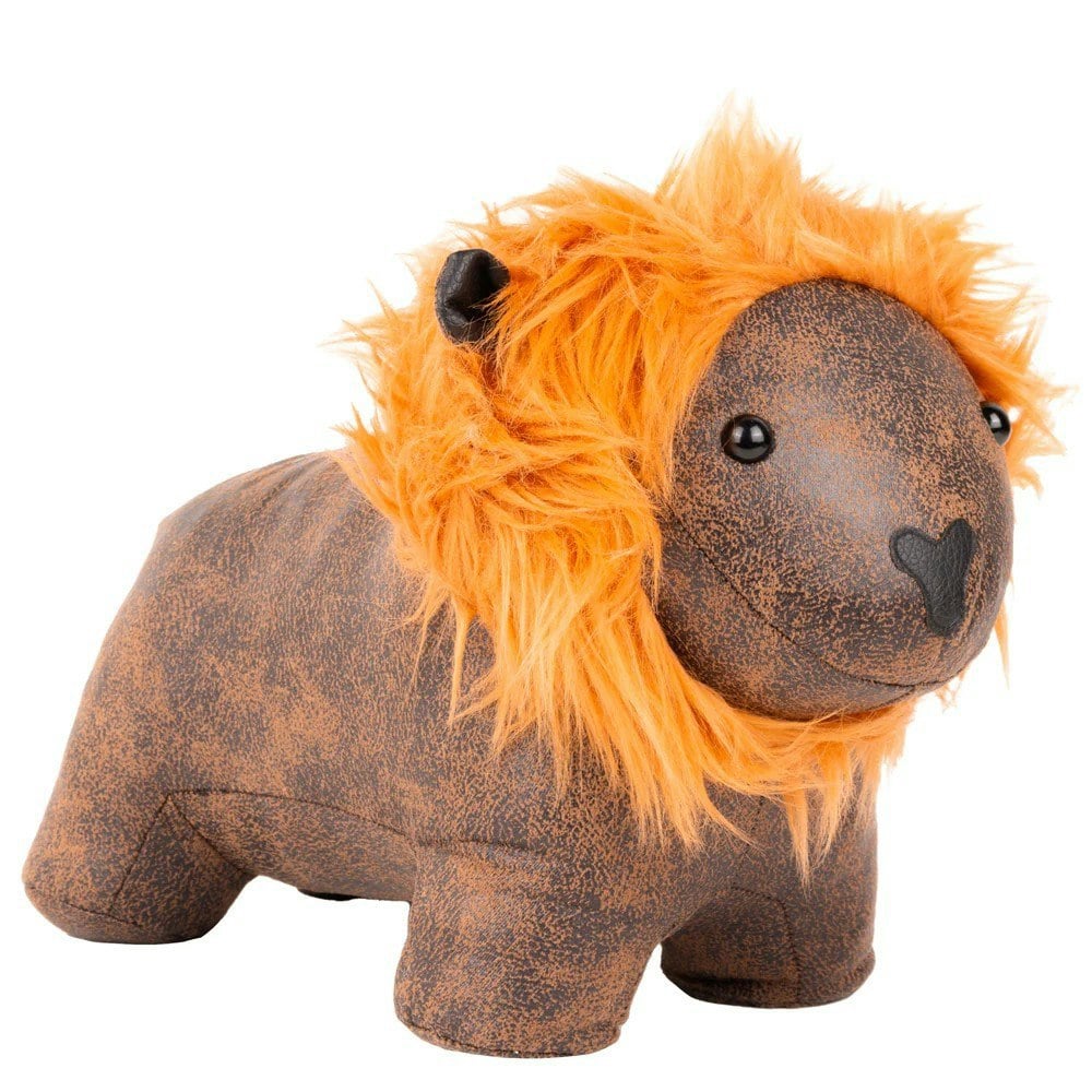 Paoletti Faux Leather Lion Doorstop - Brown/Orange