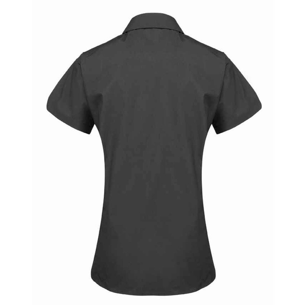 Premier Womens/Ladies Supreme Poplin Short-Sleeved Shirt - Black