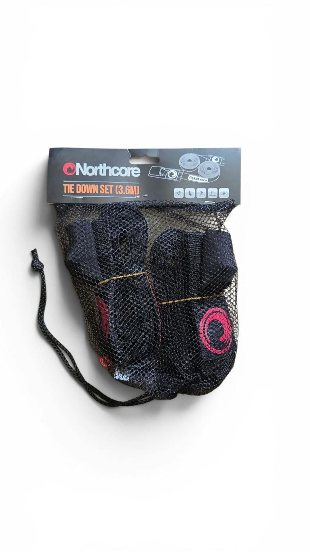 Northcore 3.6m Surfboard Roof Rack Tie Down Straps (Pair) Black