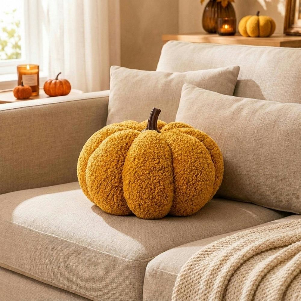 Garden Greatness Yellow Autumn Decorative Pumpkin Cushion