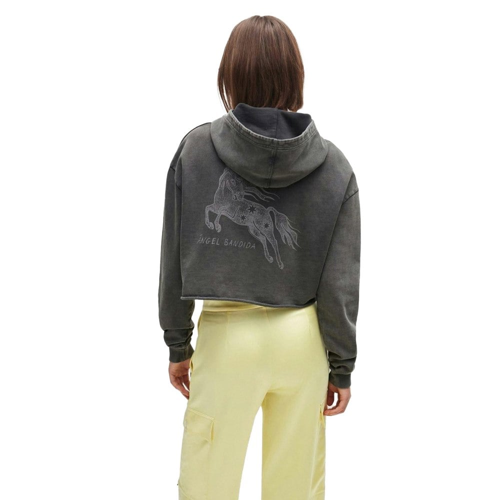 Hugo Womens Dephana Relaxed Fit Crop Hoodie - Black