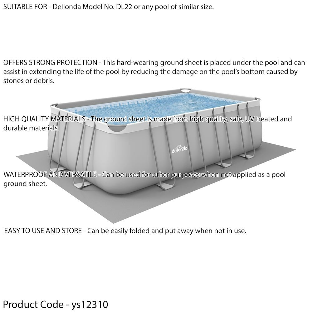 590x365cm Rectangular Swimming Pool Ground Sheet - Waterproof Paddling Tarpaulin - LoopsDirect