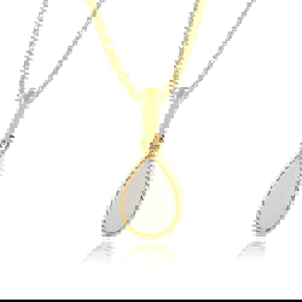 Classic Pear Opal Pendant in 9ct Yellow Gold - Gemondo
