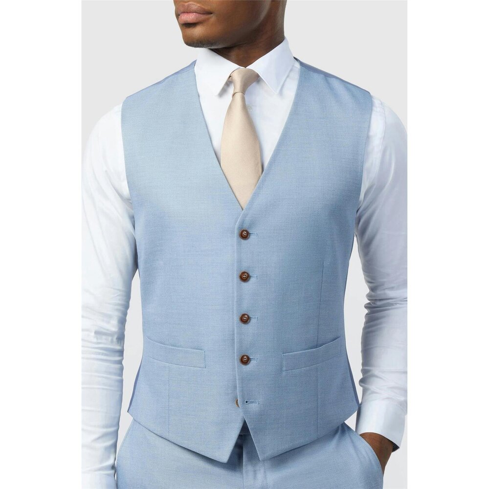 Antique Rogue Blake Pale Blue Texture Waistcoat