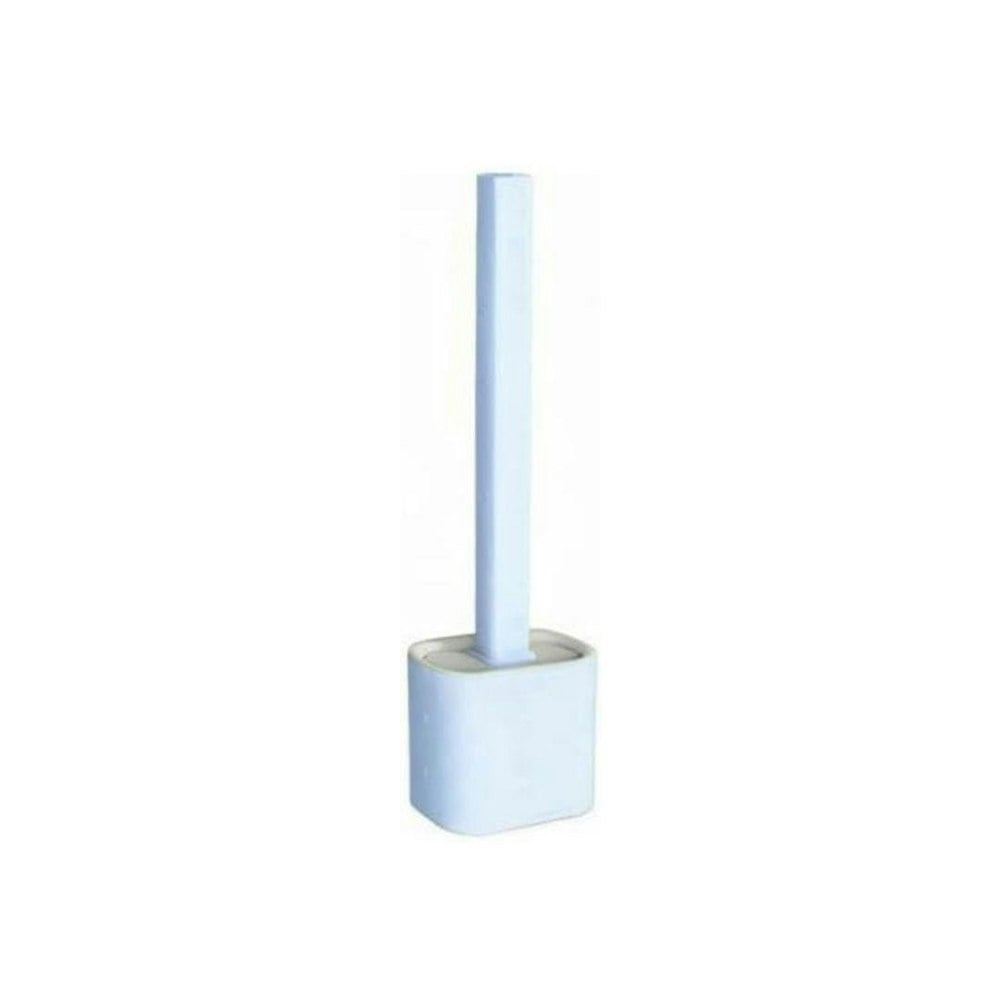 DS Living Silicone Toilet Brush and Holder TPR None Slip Long Plastic Handle Blue
