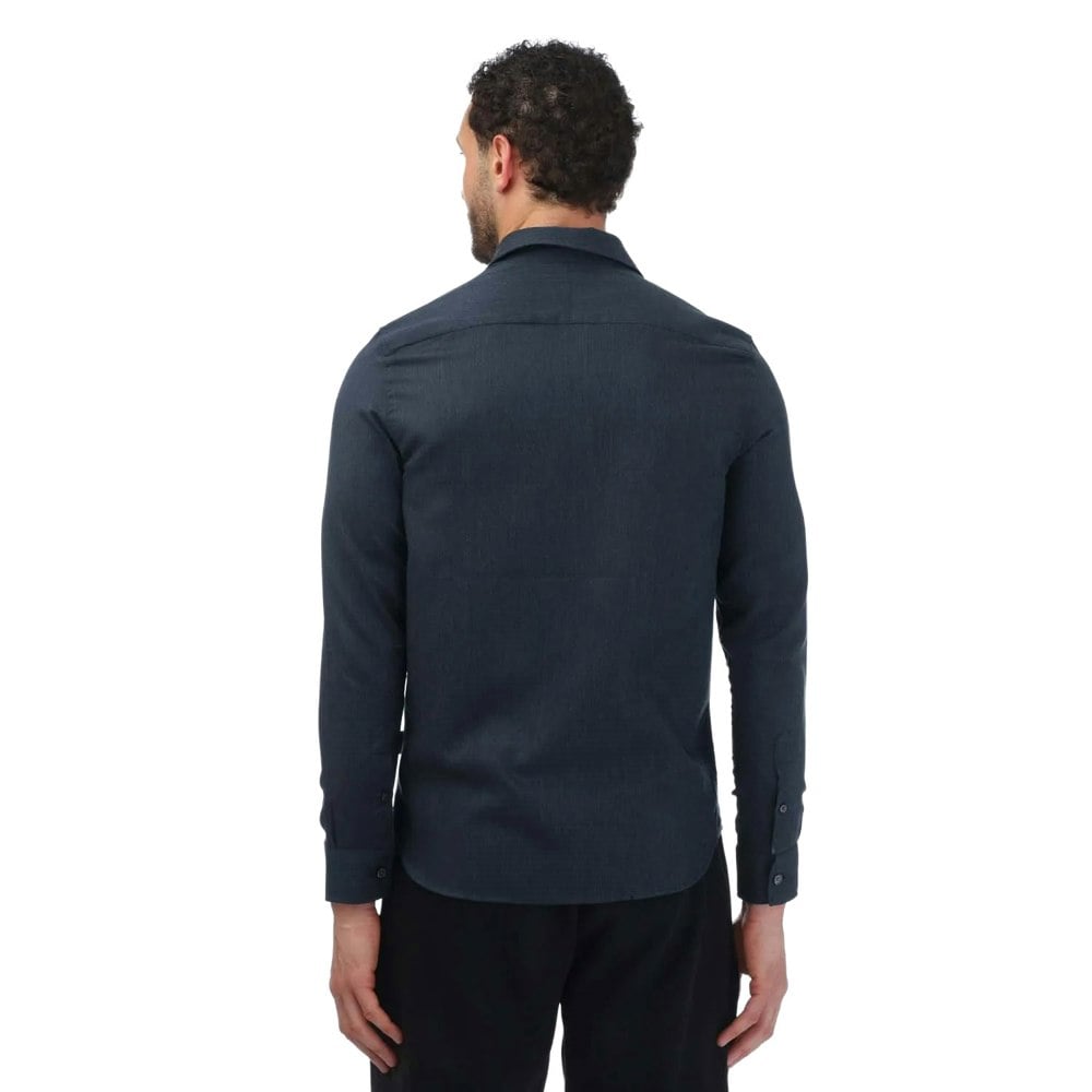 Ted Baker Mens Crotone Herringbone Long-Sleeved Shirt - Navy