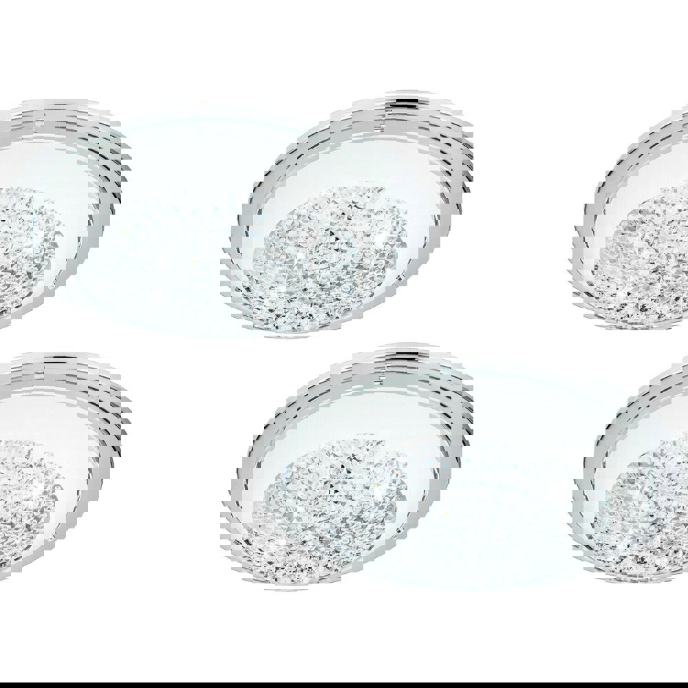 2 PACK Wall Flush Ceiling Light Chrome Shade White Clear Glass Crystals LED 11W Loops