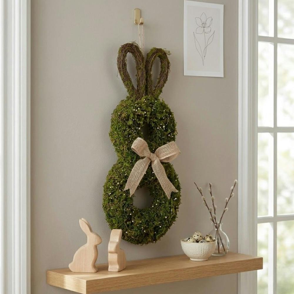 Garden Greatness Hanging Moss Rabbit Easter Wreath