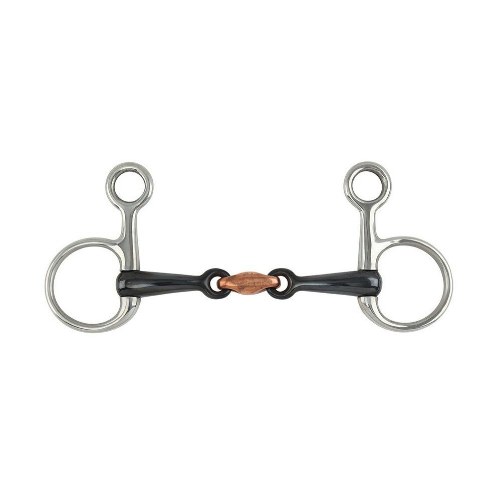 Shires Sweet Iron Horse Hanging Cheek Snaffle Bit - Silver/Black