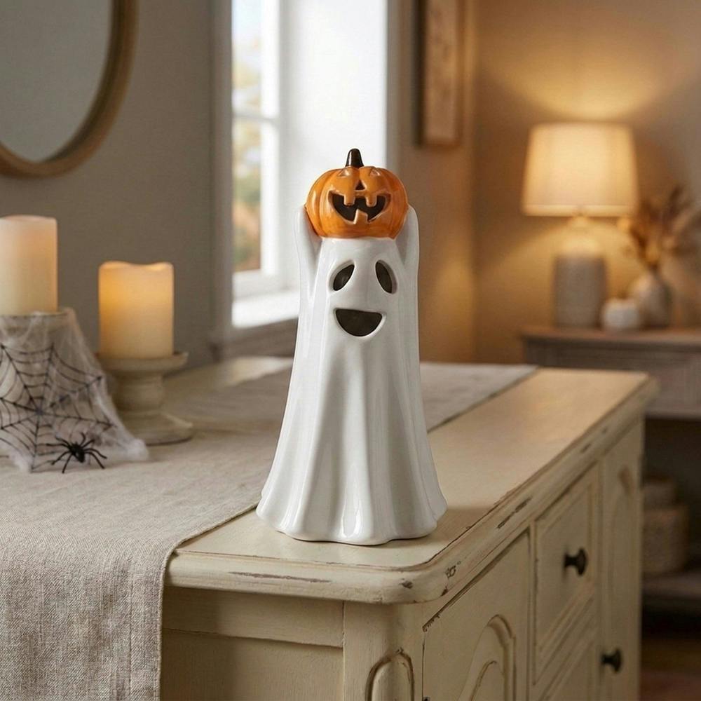 Garden Greatness Halloween LED Ghost Pumpkin Ornament