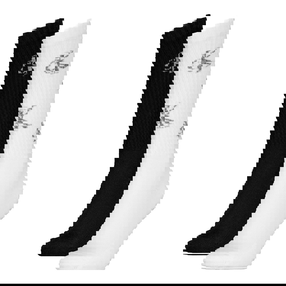 Calvin Klein 2 Pack Logo Trainer Mens Crew Socks White/Black