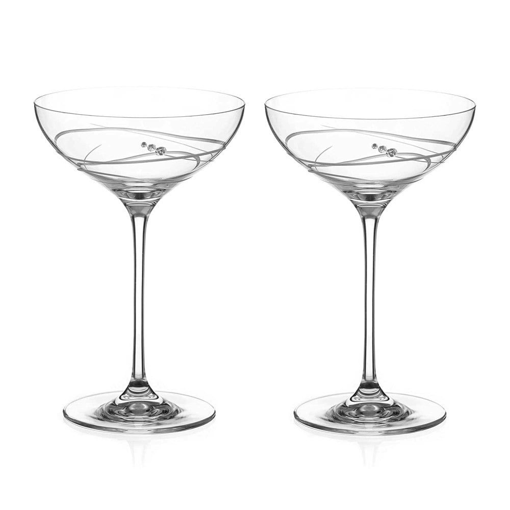 Diamante Soho Champagne Saucers Adorned with Swarovski Crystals - Set of 2